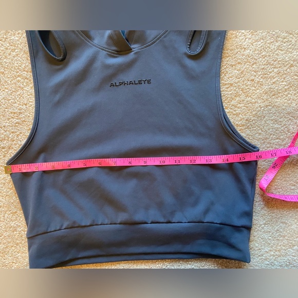 Alphalete Cropped Tank Top Womens Sz L Dark Gray Hooded Athleisure Athletic - Picture 6 of 8
